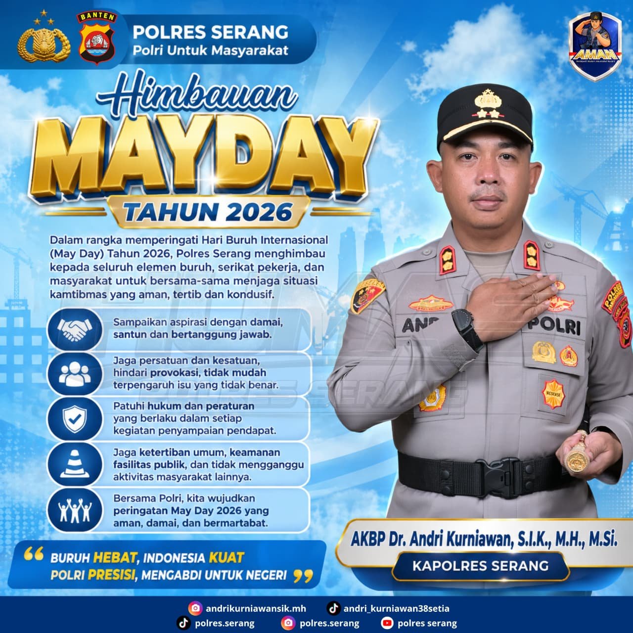 Kapolres Serang Imbau Buruh Rayakan May Day 2026&hellip;
